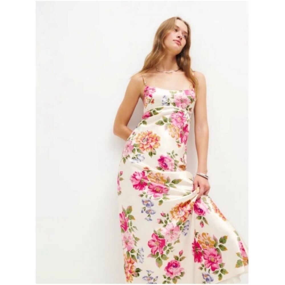 Reformation Kailyn Maxi Silk Dress Floral Satin NEW WITH TAGS Size 6